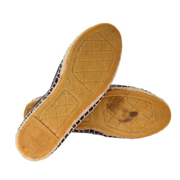 Chanel Espadrille Double Stacked 37 Leather Cc Flats CC-0712N-0017 - Picture 10 of 11